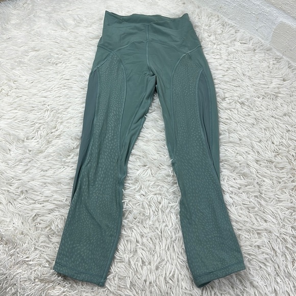 Lululemon Nulu and Mesh Mid-Rise Yoga Crop 23" Tidewater Teal - Picture 1 of 6